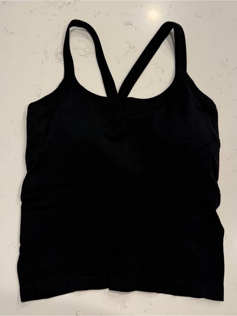 Women's Black Ribbed Racerback Sports Tank Bra - Picture 4 of 4